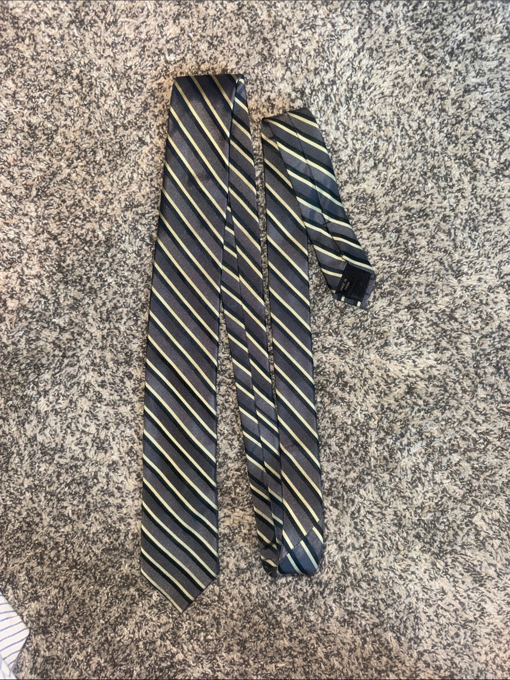 Calvin Klein Black Tie with Olive and Gray Diagonal Stripes